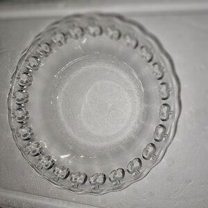 Mid Century Modern Frosted Glass Bowl with Apple Trim 9" Vintage Serving Dish